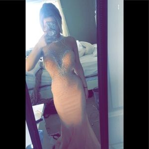 Mermaid style peachy pink  prom dress